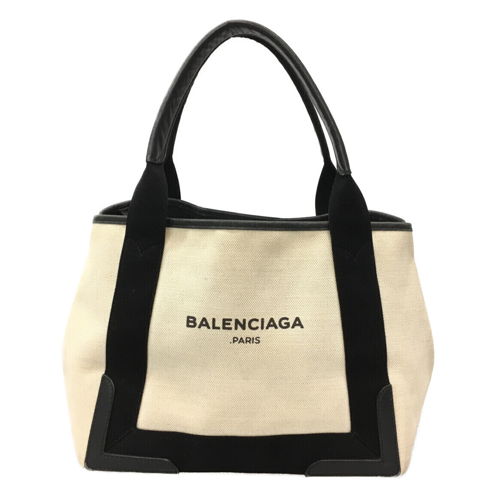 Balenciaga Navy Blue Cabas tote bag canvas black leather - Picture 1 of 6